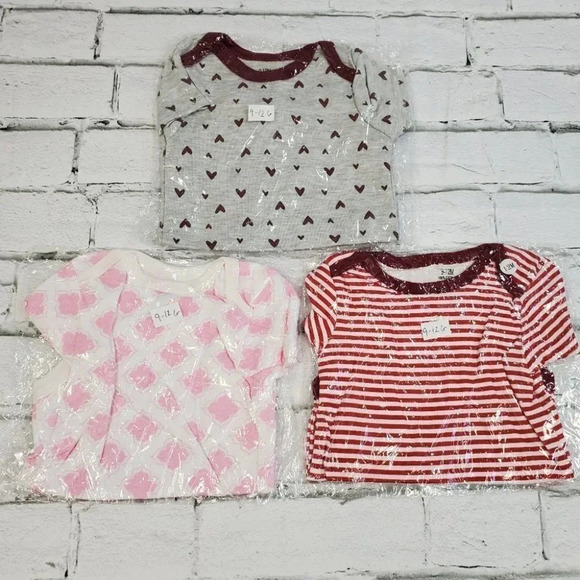 9/12m Baby Girls Bodysuit Basics SET 3, Baby Girls Essential Bodysuit Set 3pcs - Picture 1 of 5